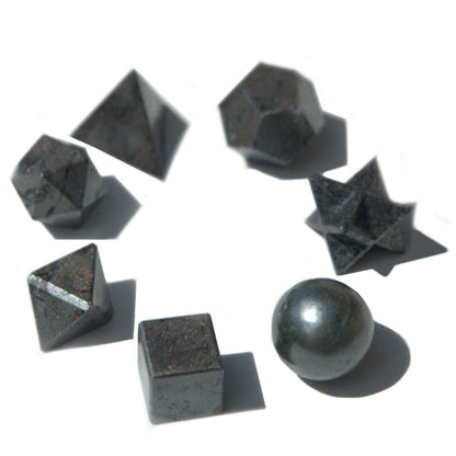 Juego geométrico de siete piezas de ágata negra