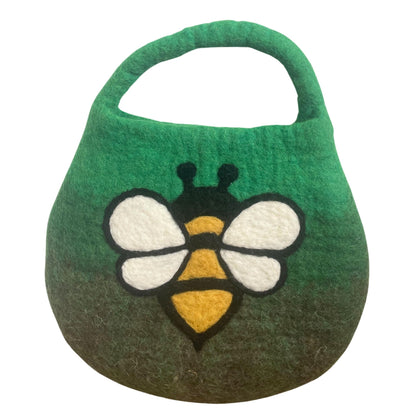 Bolsa de abejas de fieltro al agua - Un asa con imán - Tonos Verdes