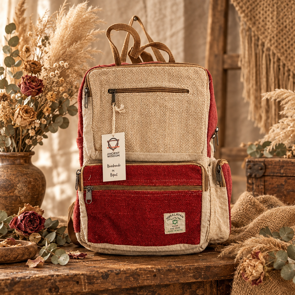 Mochila grande de cáñamo - Vino y crema