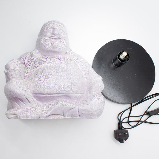 Laughing Buddha Lamp - Crackled Lavender - Round base