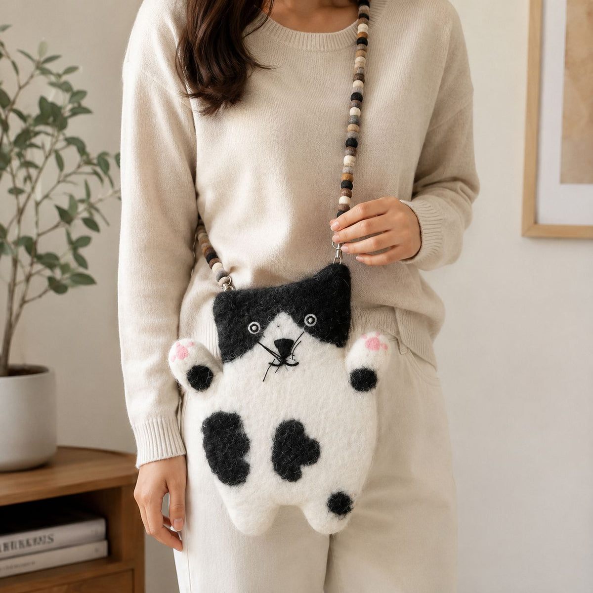 Stacy el bolso de fieltro Flat Cat