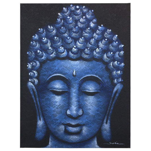 Cuadro de Buda · Detalle de Brocado en Azul