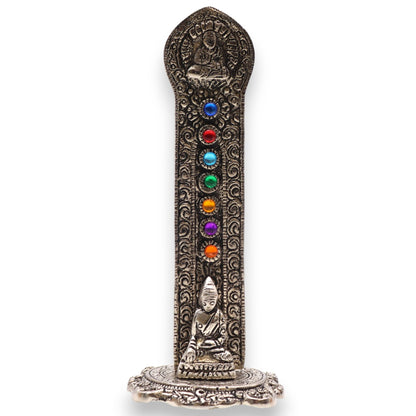 Porta-incienso Buda Torre 7 Chakras 16x6x7cm - Portainciensos de aluminio hechos a mano