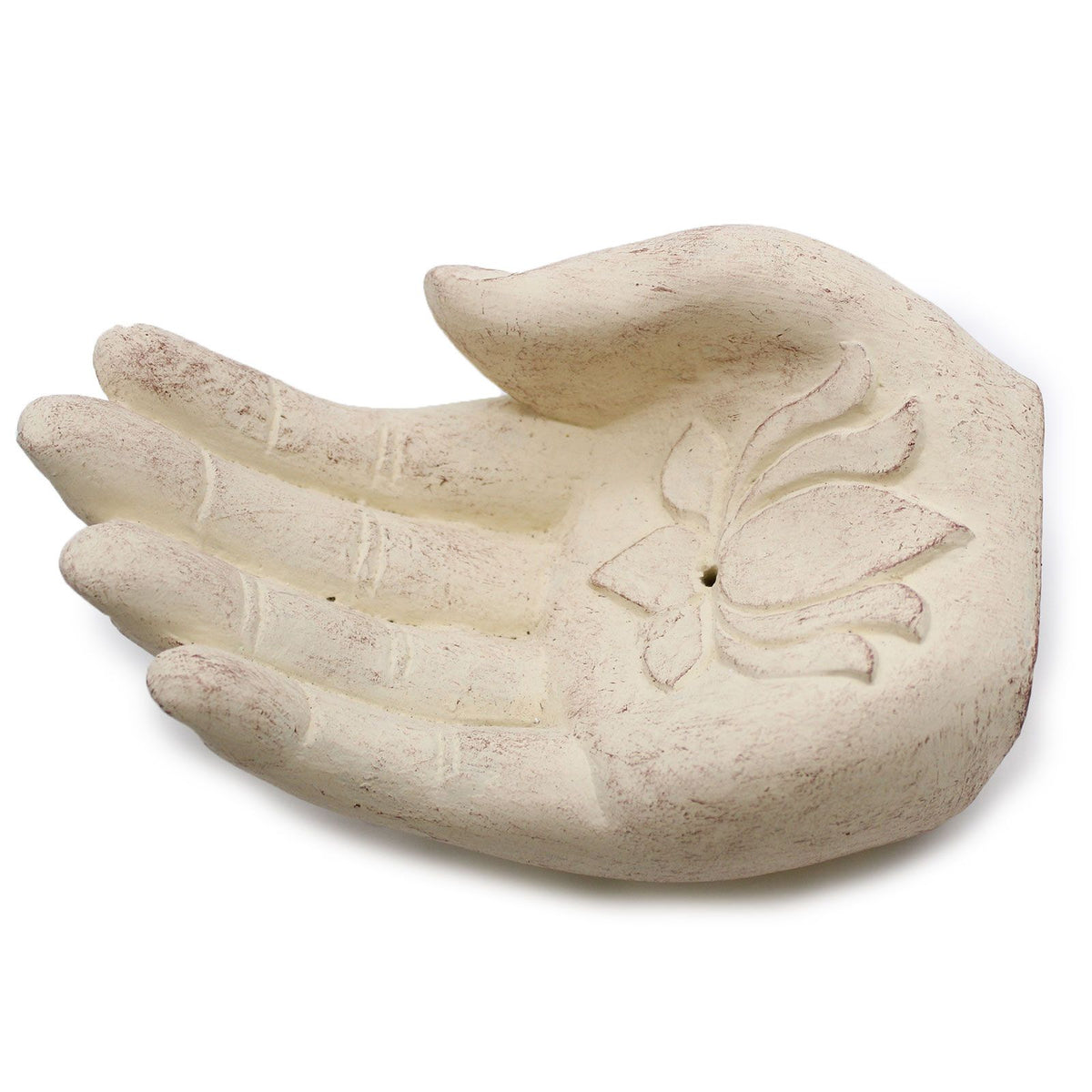 Quemador de Incienso  - Lotus (Blanco) - Porta incienso y portavelas de piedra