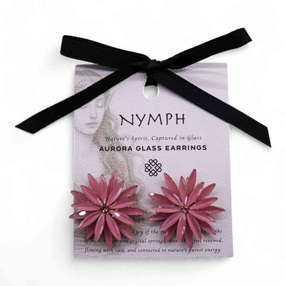 Pendientes de Cristal Vintage - Flores - Cuarzo Rosa