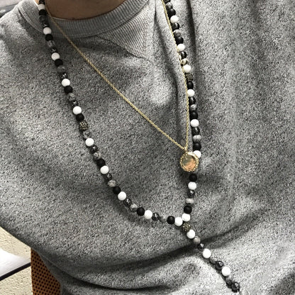 Buda / piedra negra - collar de piedras preciosas