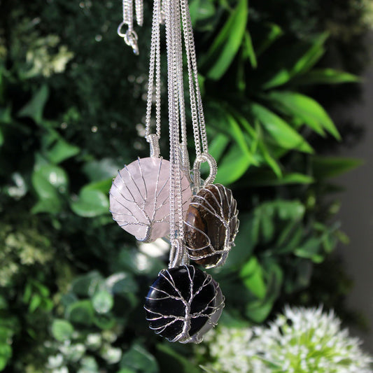 Tree of Life Necklace - Rose Quartz