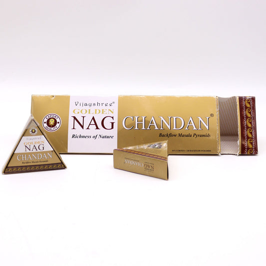 Conos de Incienso Jumbo Dorado Nag - Chandan Reflujo 42g