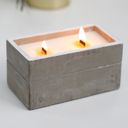 Caja grande - Clavo y sándalo oscuro - Velas de madera de hormigón