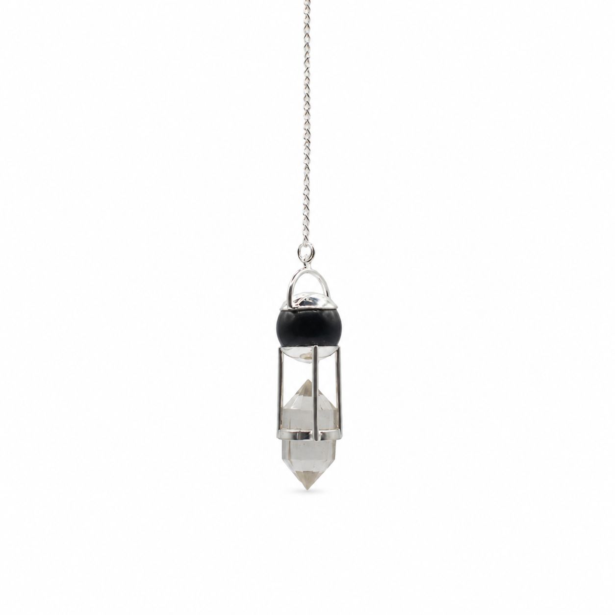 Vidente de Sombras - Péndulo de Doble Poder - Esfera de Obsidiana - Cuarzo Claro de Terminación Doble - Péndulos Especiales M