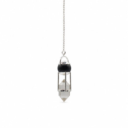 Vidente de Sombras - Péndulo de Doble Poder - Esfera de Obsidiana - Cuarzo Claro de Terminación Doble - Péndulos Especiales M