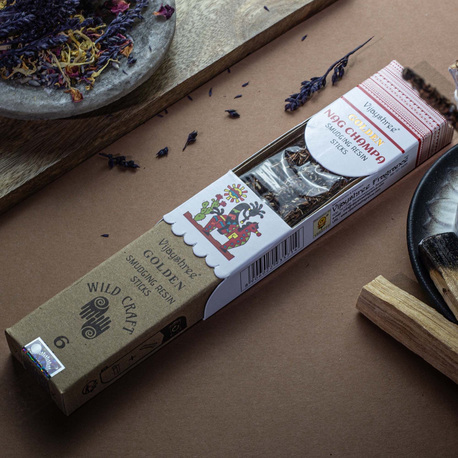 Palitos de resina de Nag Champa dorados para purificación - 30g - Varillas de resina para Defumar