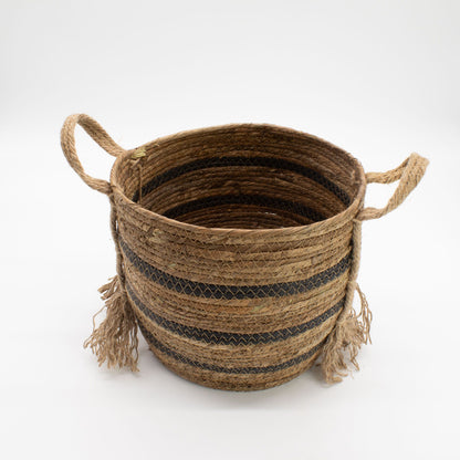 Cestas grandes de hoja de plátano y pasto marino - marrón natural - set de 3