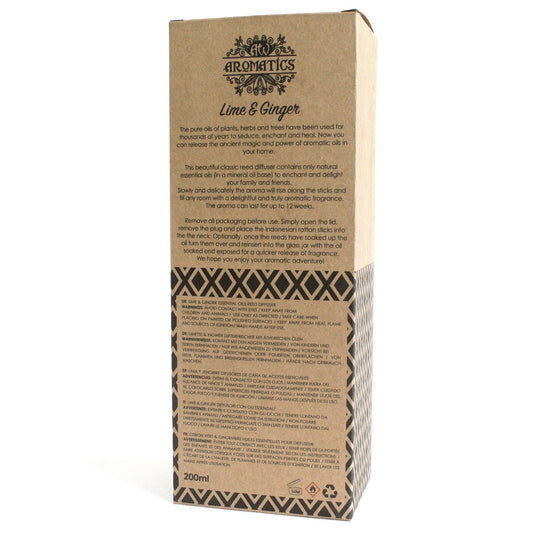 Difusor de Varillas con Aceites Esenciales - Lima y jengibre - Difusor de Caña de Aceites Esenciales