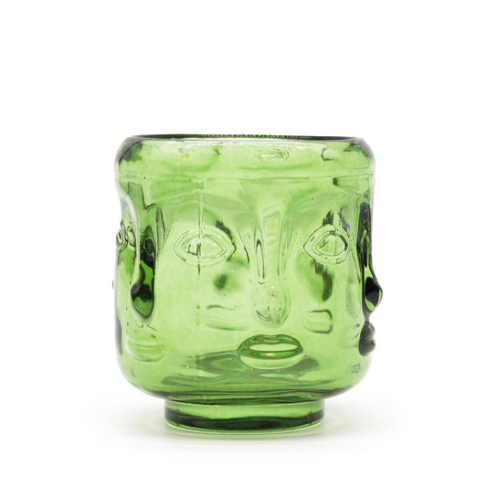 Tarro de vela con caras de Buda - Jardín de Jade - Portavelas y tarros de cristal