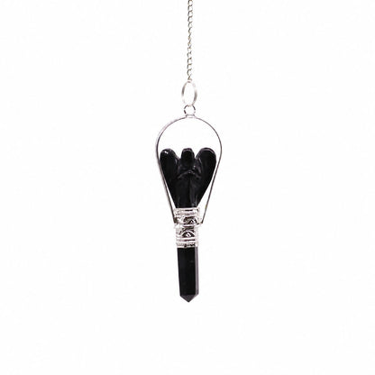 Péndulo de ángel con anillo de ágata negra