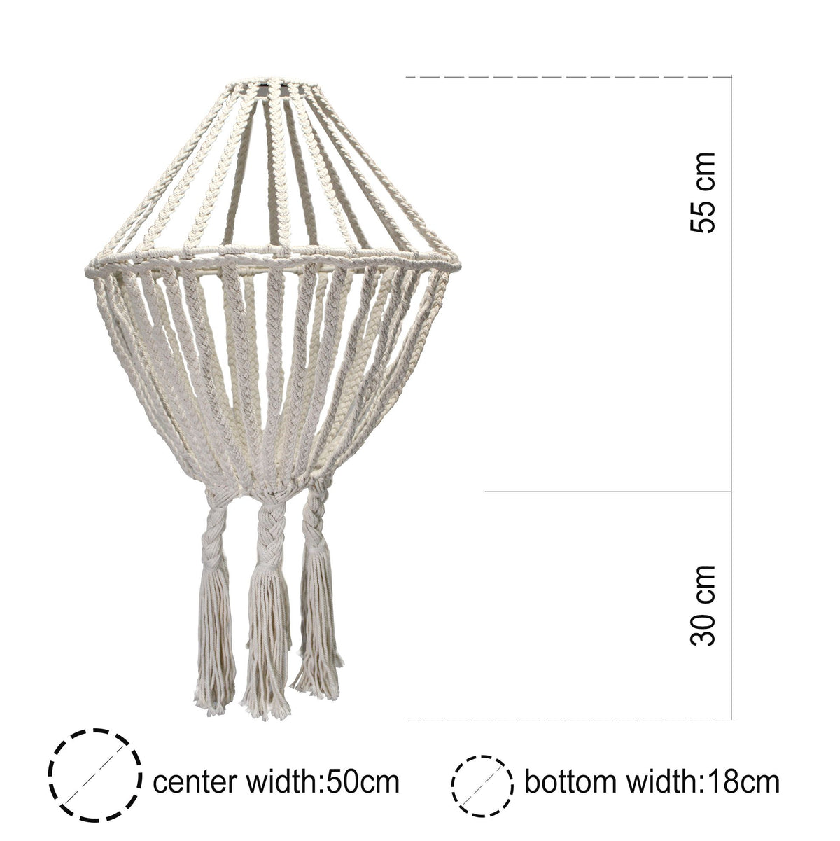 Candelabro de gota grande de macramé - Natural