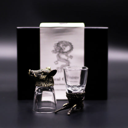 Conjunto regalo de 6 vasos de chupito (50 ml) - Criaturas Salvajes del Bosque - Bronce antiguo