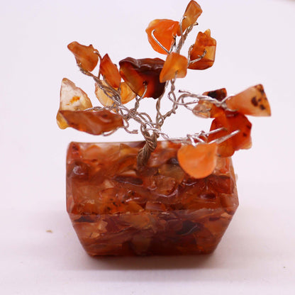 Mini árbol de piedras preciosas sobre base de orgonita - Cornalina (15 piedras) - Mini Árboles De Piedras Preciosas