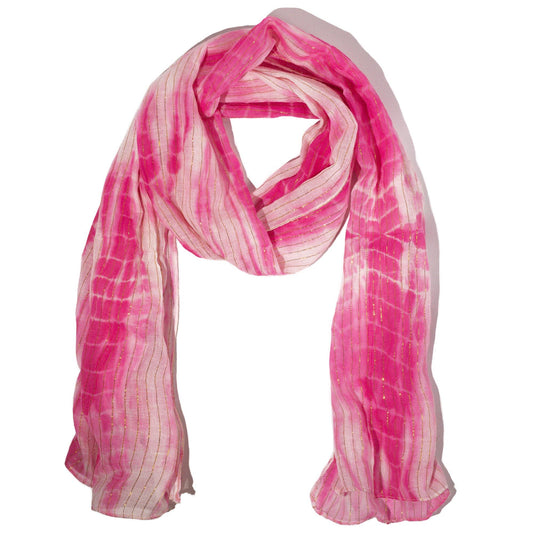 Nomad Sari Bufanda rosa brillante para fiestas – Hilo dorado (180×50 cm) | Colección Mediterránea Nomad Sari | El Bazar de Ti