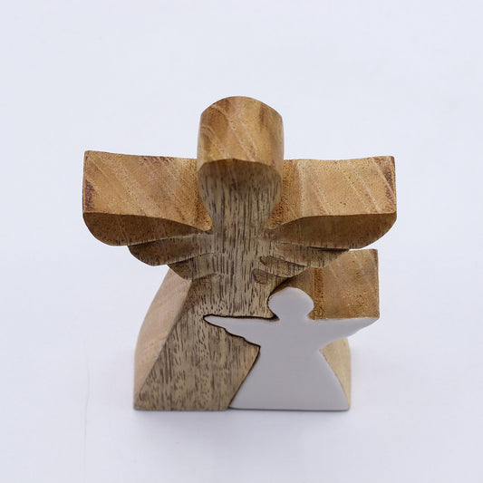Ángel de madera de mango en Ángel - Esmalte blanco