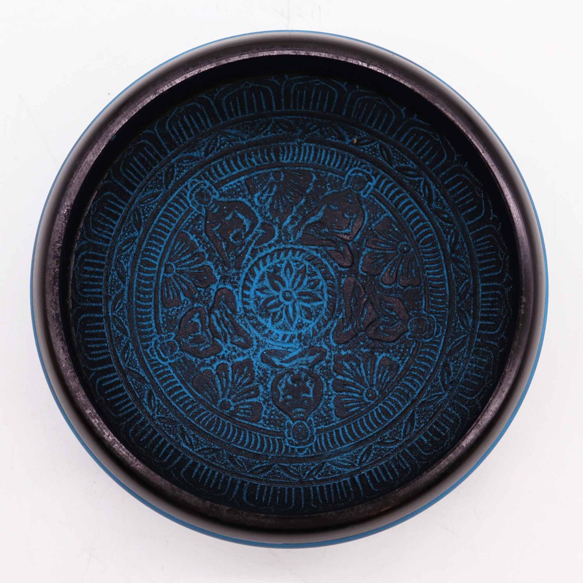 Cuenco tibetano Earth Powder - Cinco Budas Mantra Azul - 16 cm - Artículos Tibetanos