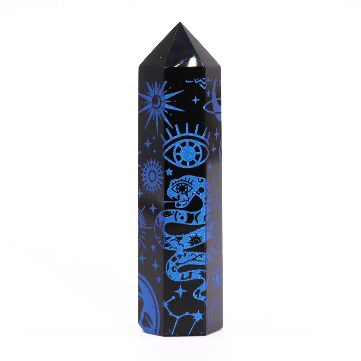 Puntas de Obsidiana Negra (aprox 60-70 gm 9cm) - Historia Mística - Azul Oscuro - Torres de Obsidiana Negra