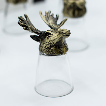 Conjunto de regalo de 12 vasos de chupito Bottom Up (25ml) - Bosque y Criaturas Místicas - Bronce Antiguo