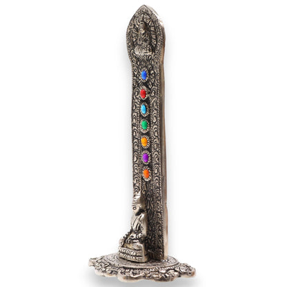Porta-incienso Buda Torre 7 Chakras 16x6x7cm - Portainciensos de aluminio hechos a mano