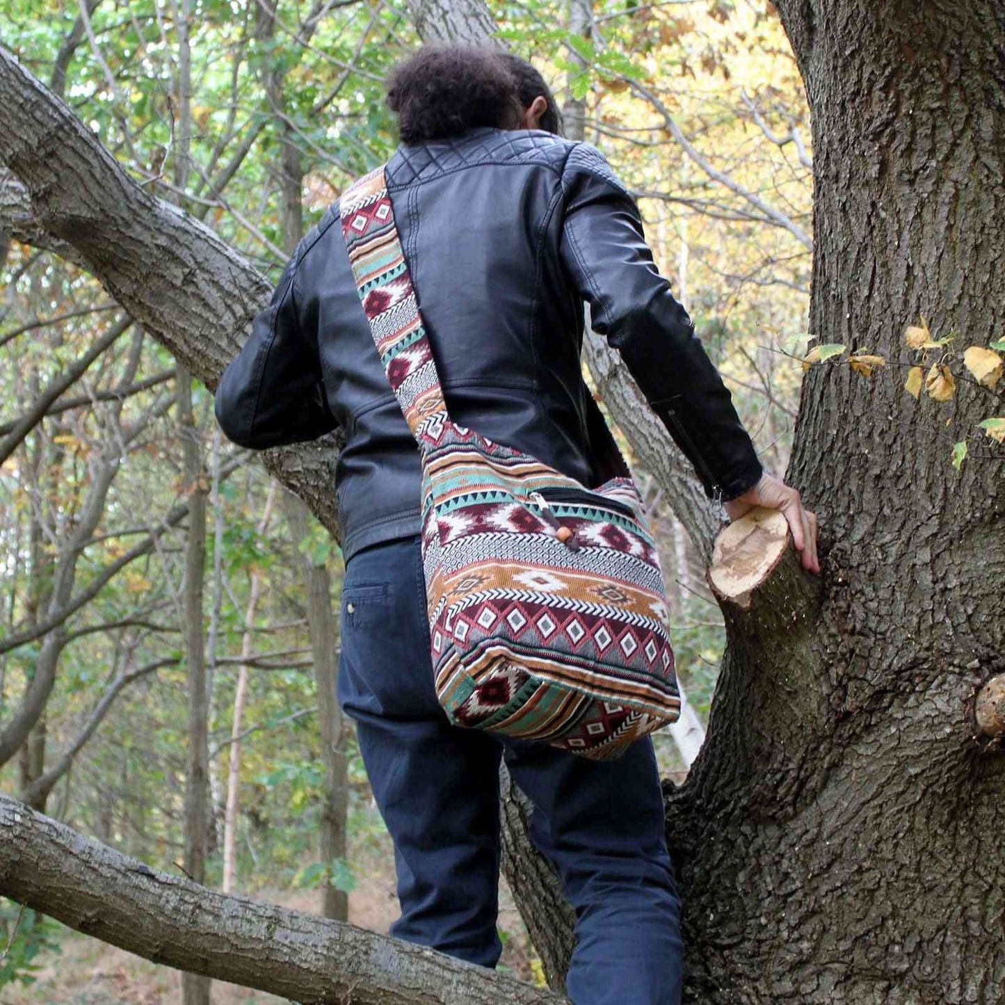 Bolso jacquard – bolso de estudiante color chocolate