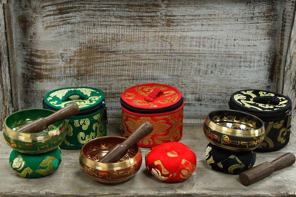Mini Cuenco tibetano Set de Regalo - Rojo