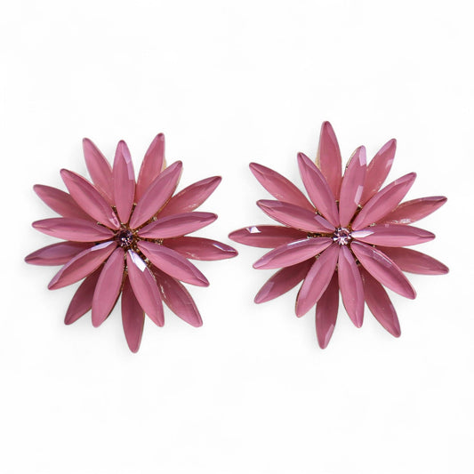Pendientes de Cristal Vintage - Flores - Cuarzo Rosa