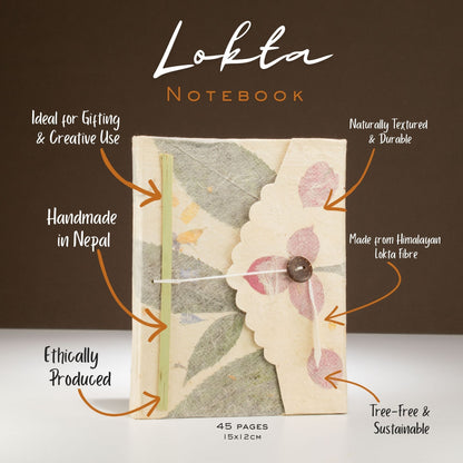 Cuaderno grande de Lokta Bougainvillea (15x12cm) - 45 hojas