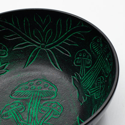 Cuenco tibetano de aluminio - hongo mágico - verde (20cm)