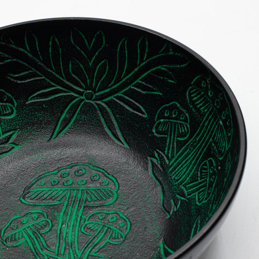 Cuenco tibetano de aluminio - hongo mágico - verde (20cm)