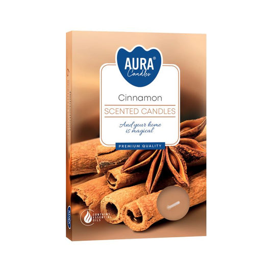 1x Set de 6 Velas de Té Perfumadas - Canela - Velas de té perfumadas