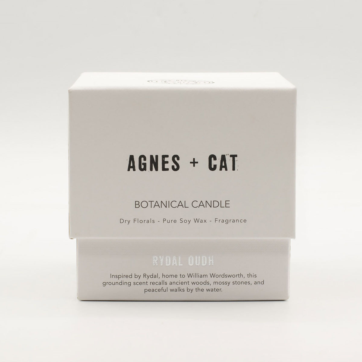 Agnes + Cat Vela de Cera de Soja Botánica - Rydal Oudh - Agnes + Cat Velas botánicas de cera de soja, Cruelty Free