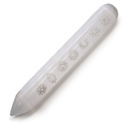 Varita Selenita - 16 cm (Punto uno Extremo) 7 Chakra - Varitas de Selenita, artesanal
