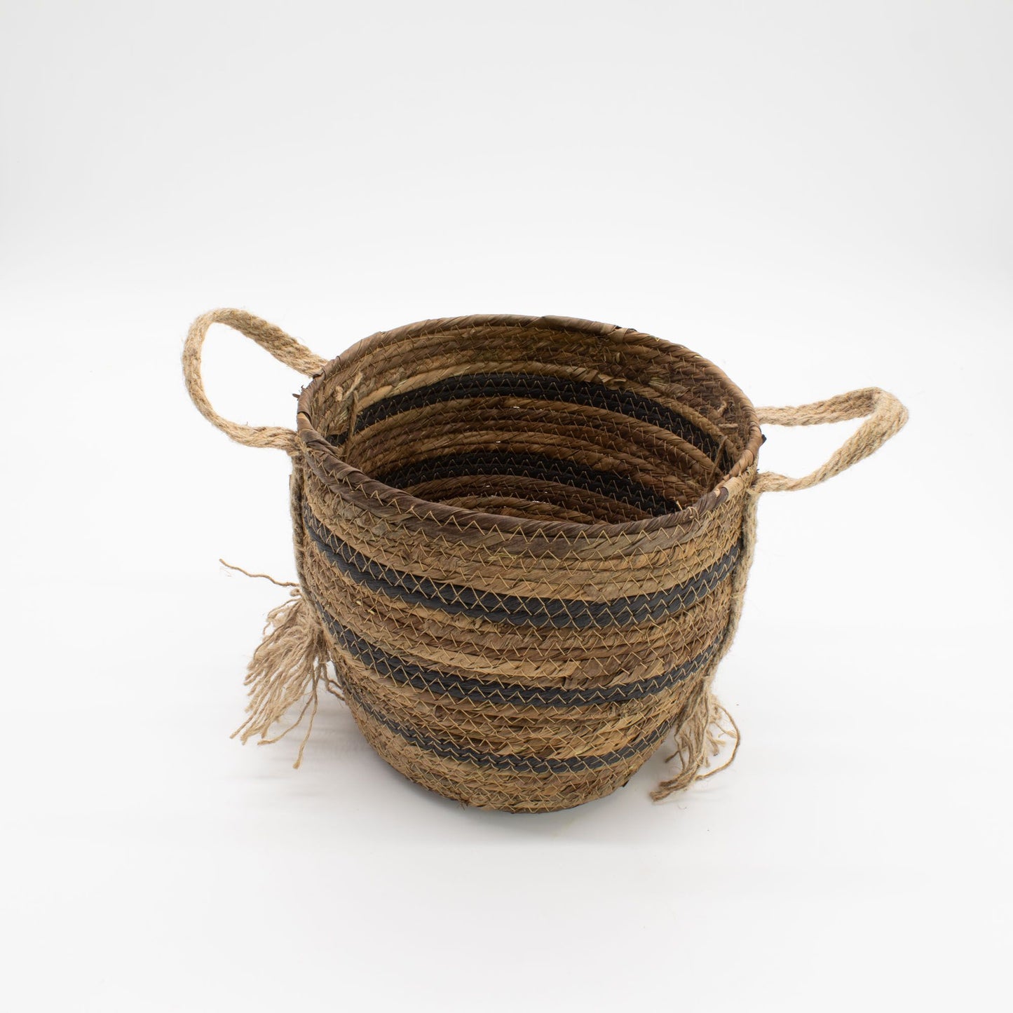Cestas grandes de hoja de plátano y pasto marino - marrón natural - set de 3