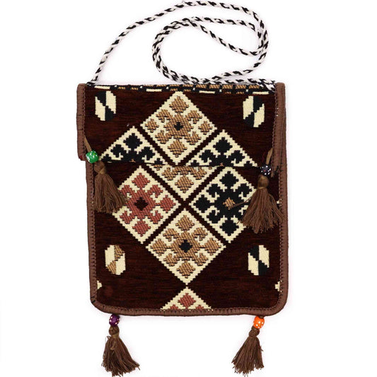 Bolso bandolera de festival Kilim de chocolate - Bolsos de Kilim