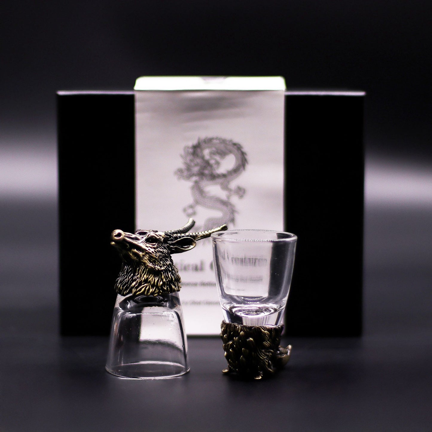 Conjunto regalo de 6 vasos de chupito (50 ml) - Criaturas Salvajes del Bosque - Bronce antiguo