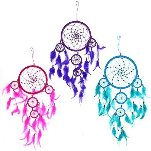 Dreamcatcher Bali large hoop - Turquoise/Pink/Purple