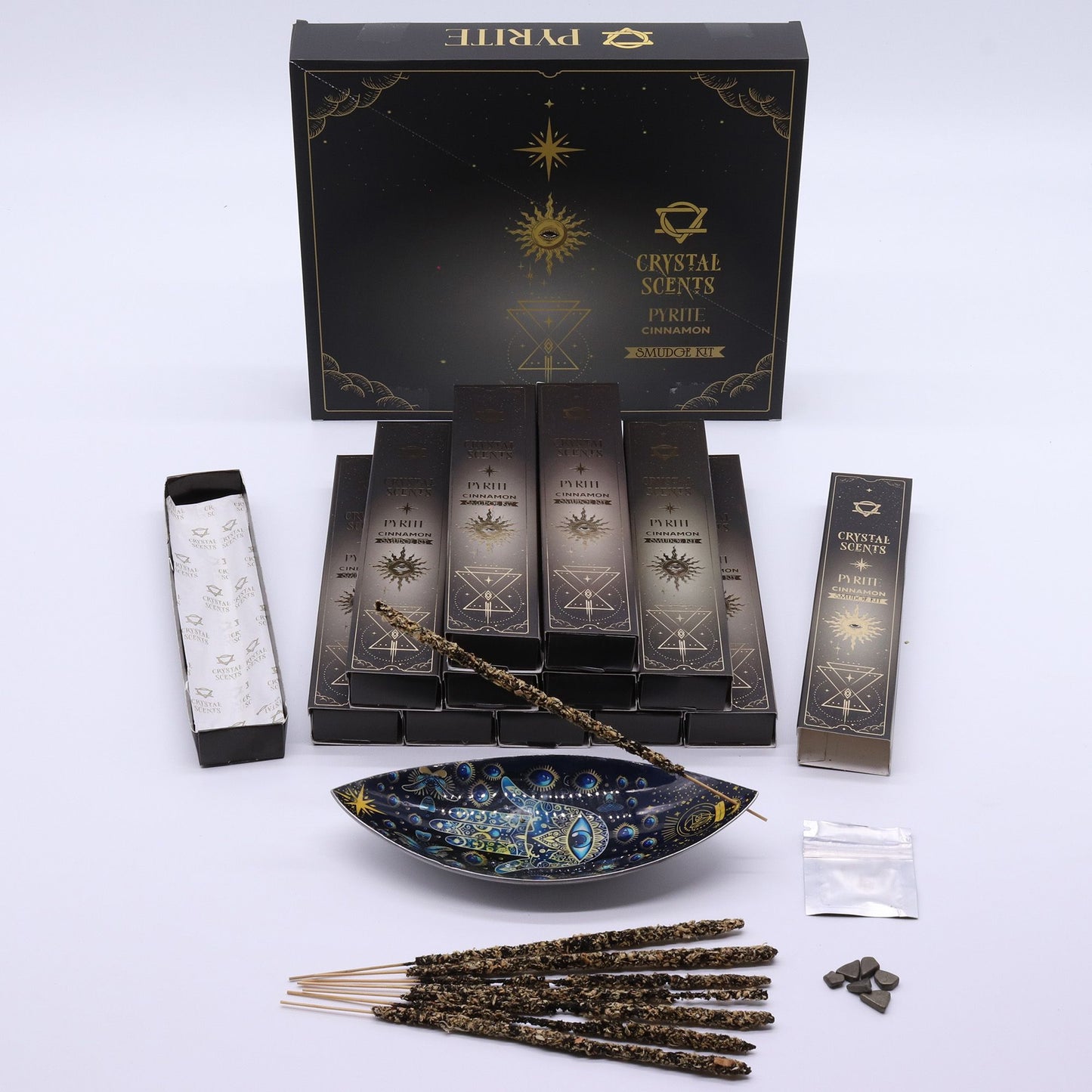 Incienso de purificación con fragancia de cristal de pirita - Canela