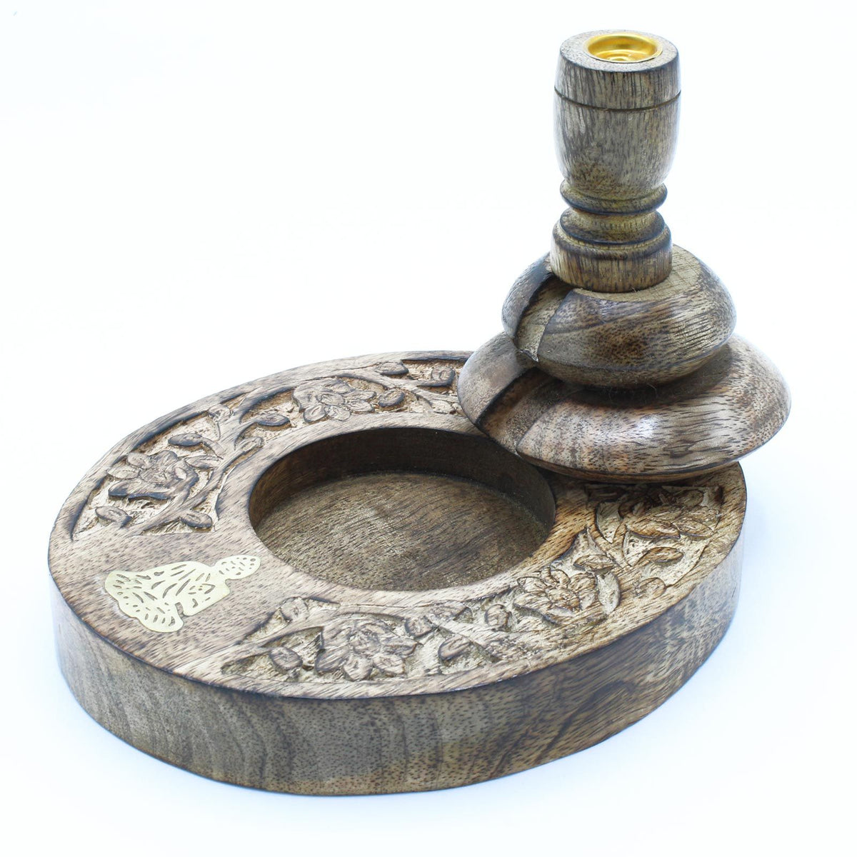 Med Quemador Inverso Madera de Mango - Brass Buddha - Quemador de Flujo Inverso de Madera de Mango
