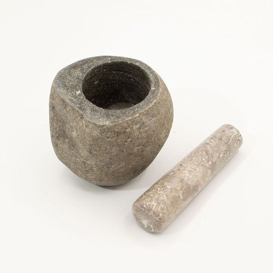Decorative natural river stone mortar and pestle -Medium (approx. 12x8 cm)