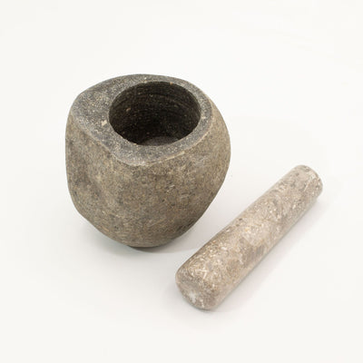 Decorative natural river stone mortar and pestle -Medium (approx. 12x8 cm)