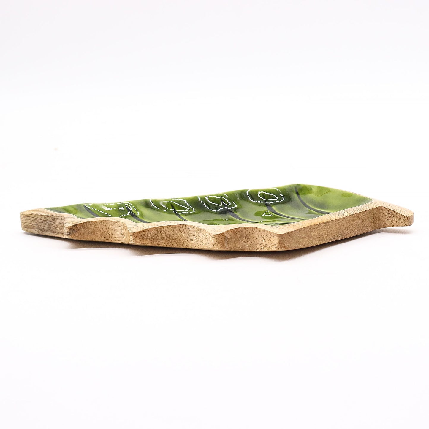 Perdido en el Bosque -  Tazón de madera con hoja esmaltada - 33x17cm