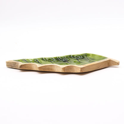 Perdido en el Bosque -  Tazón de madera con hoja esmaltada - 33x17cm