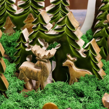 Perdido en el bosque - Dos ciervos en el bosque  Decoración de madera 3D - 18x23cm