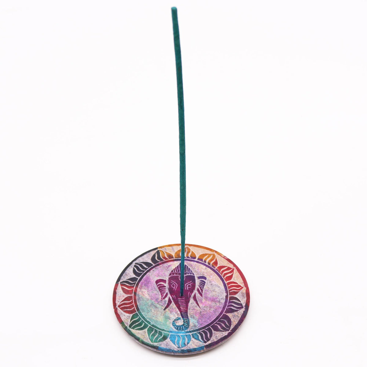 Porta-incienso Disco de Esteatita 10cm - Ganesha - Porta incienso de esteatita